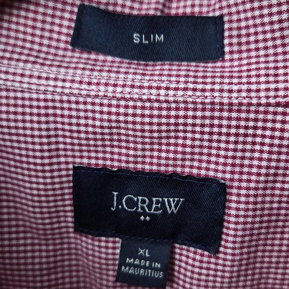 J. Crew Micro Check Plaid Button Down Shirt Red White Preppy Office XL - Picture 6 of 6